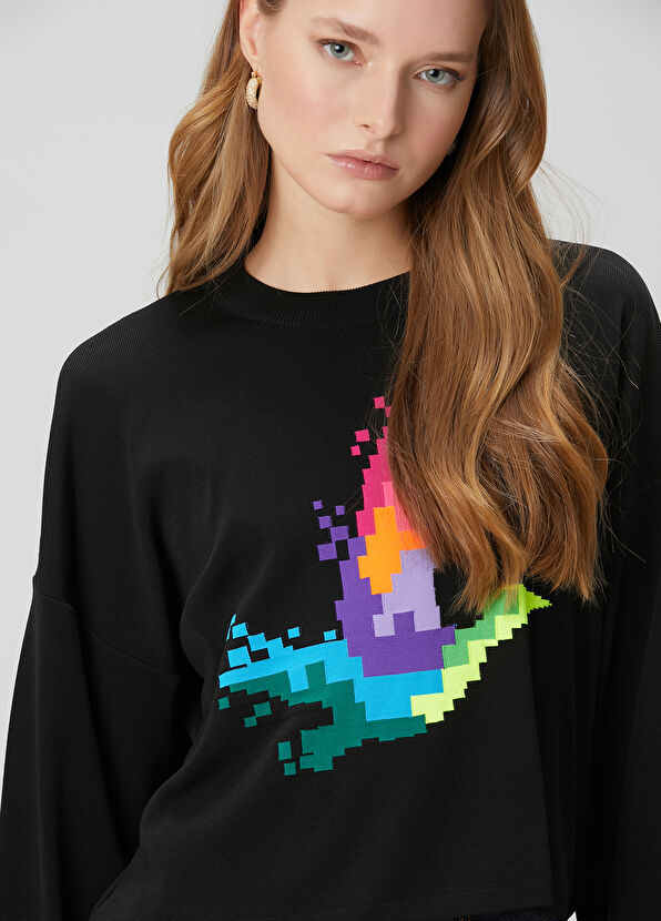 Beymen Club Siyah Piksel Kuş Jakarlı Kazak - 2