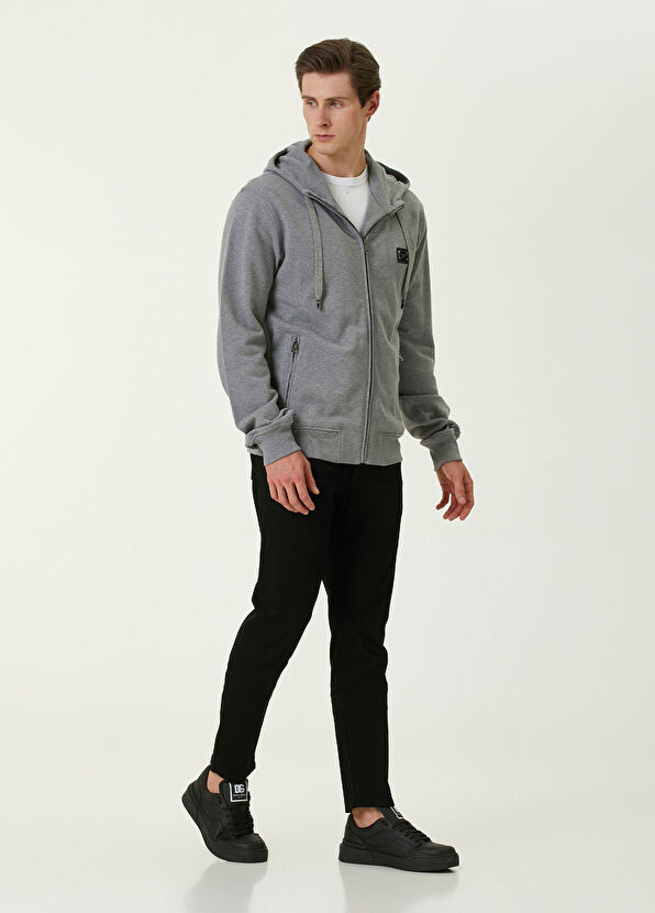 Dolce&Gabbana Essential Gray Hooded Logo Jersey Sweatshirt - 2