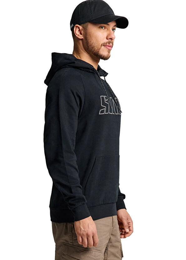 Slam Logo Hoodie Siyah Kapüşonlu Erkek Sweatshirt - 2