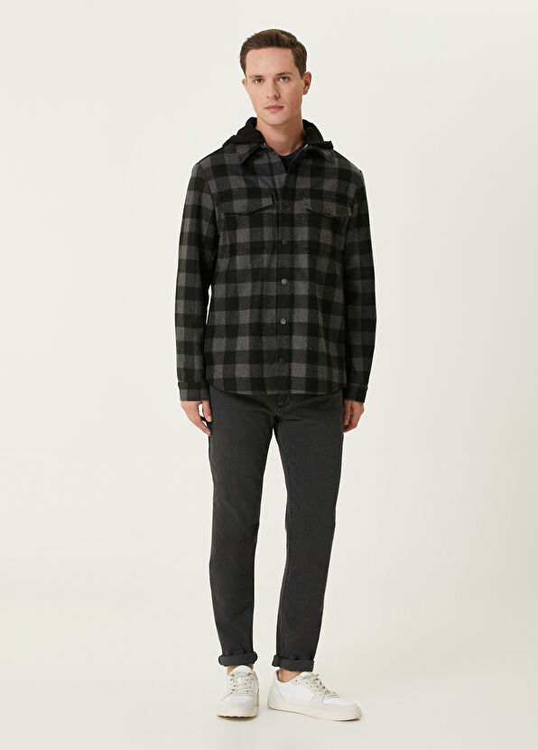 Beymen Club Black Hooded Wool Outer Shirt - 3