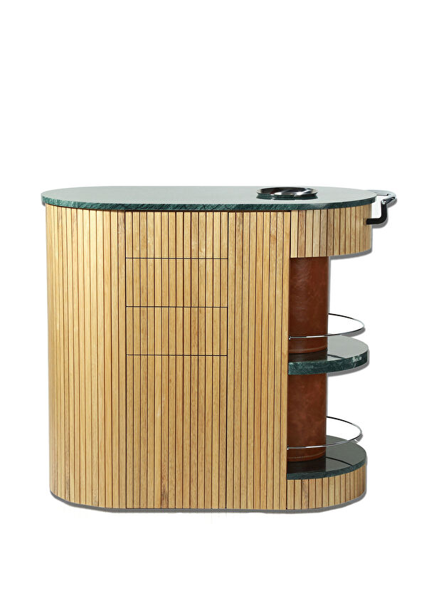Craft Bar Design Vetka Natural Wood Wheeled Service Cart - 3