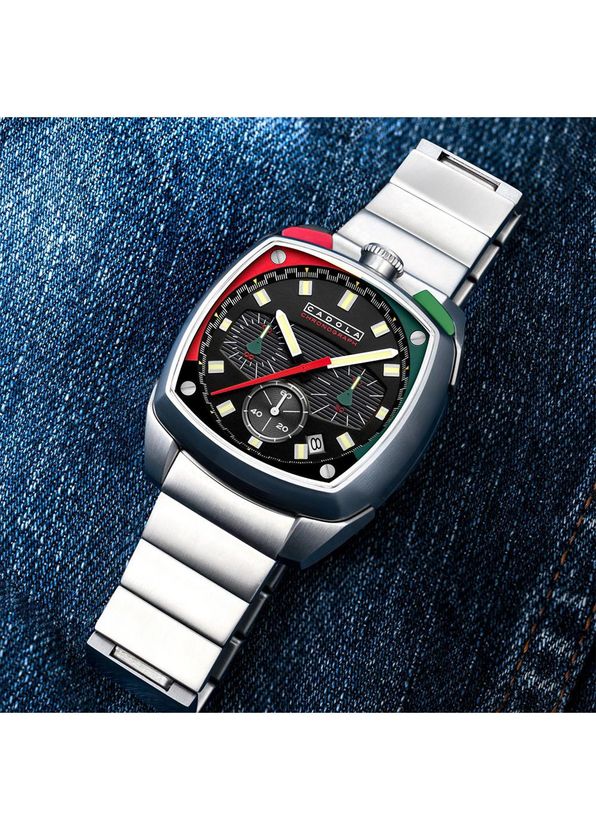 Chronograph Buttons Cadola Gümüş Erkek Taurus Chronograph CD-1060-11 Gümüş Çelik Erkek Kol ...