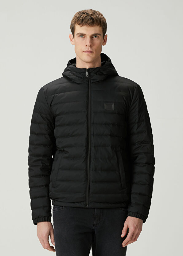 Siyah Kapüşonlu Puff Mont - Görsel 2