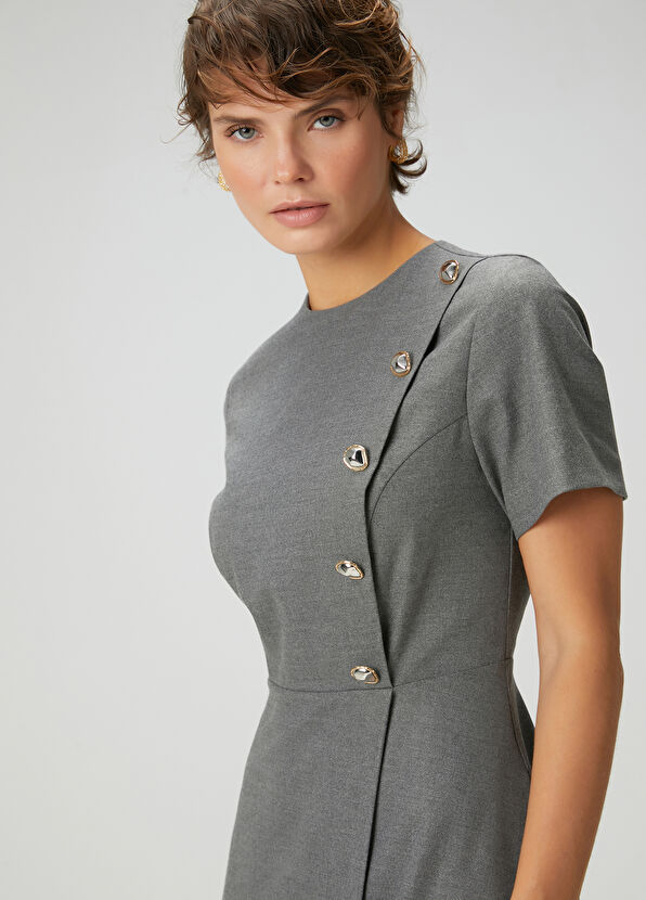 Beymen Club Grey Melange Midi Dress - 2