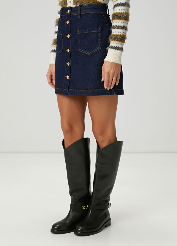 Beymen Club Lacivert Mini Denim Etek - 2