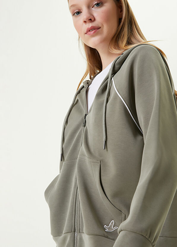 Beymen Club Olive Hooded Contrast-Trimmed Sweatshirt - 4