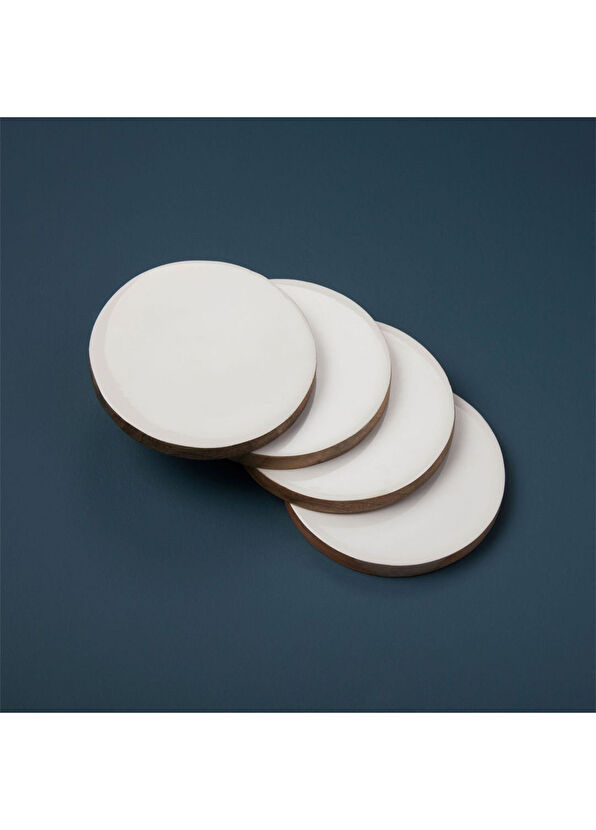 Be Home Mango Beyaz Ahşap Yuvarlak 4'lü Bardak Altlığı Seti - 2