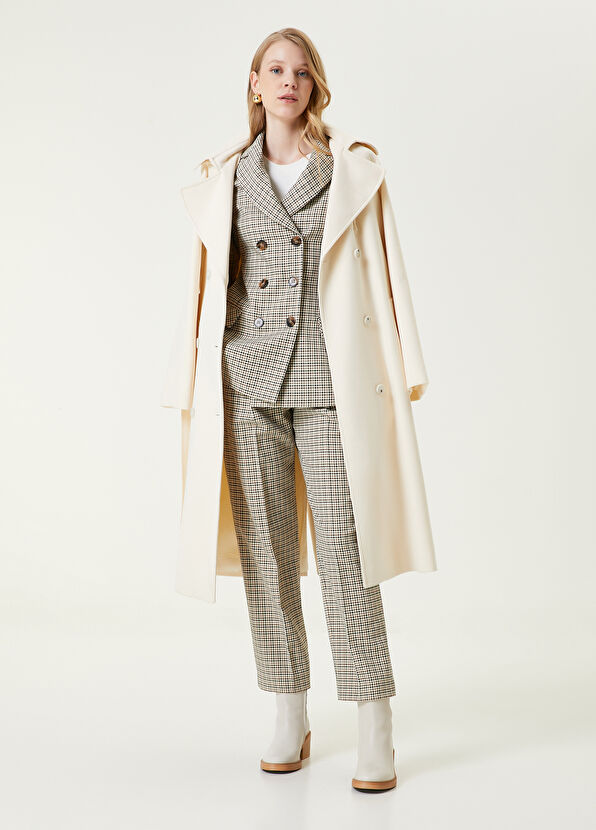 Beymen Club Beige Houndstooth Double-Breasted Blazer - 2