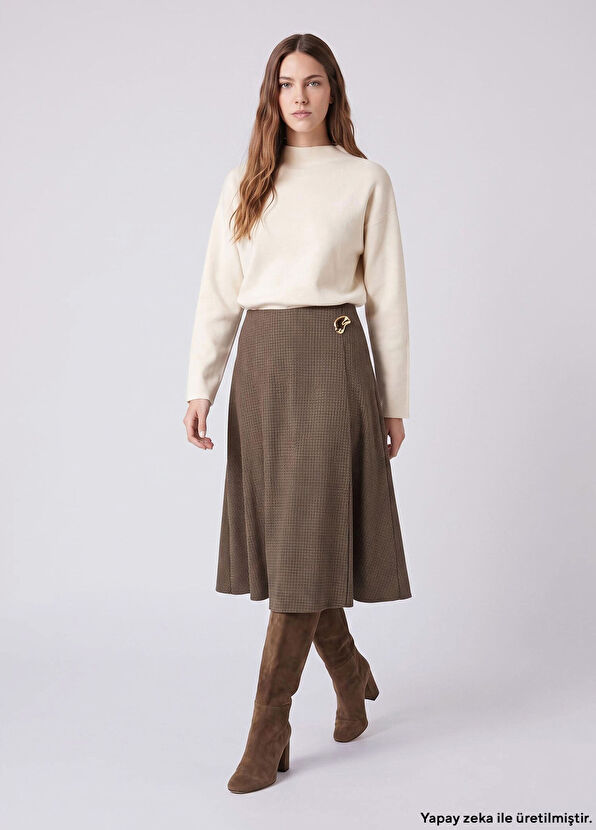 Beymen Club Brown Wrap Closure Midi Skirt - 1