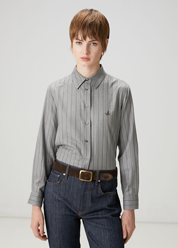 Beymen Club Gri Çizgili Gömlek - 1