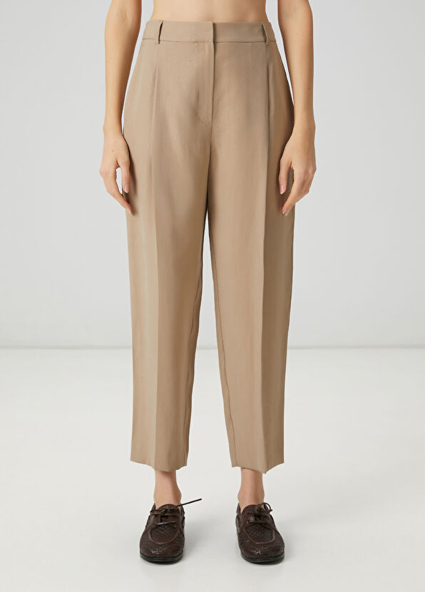 Beymen Club Bej Pileli Kemerli Havuç Pantolon - 3