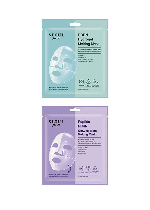Dermal PDRN ve Peptid Nemlendirici Onarıcı Eriyen Kore Yüz Maskesi Seti 34 gr - 1