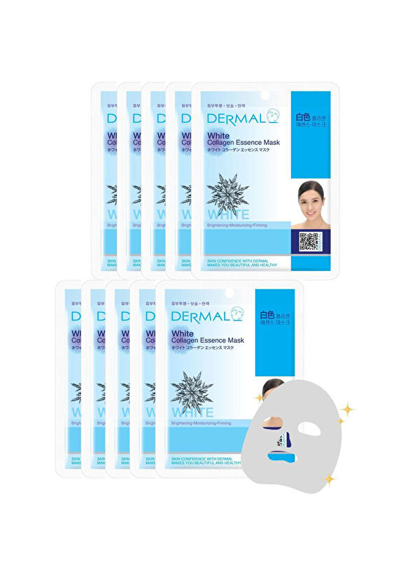 Dermal White Collagen Extract Disposable Skin Care 10-Pack Face Mask - 2