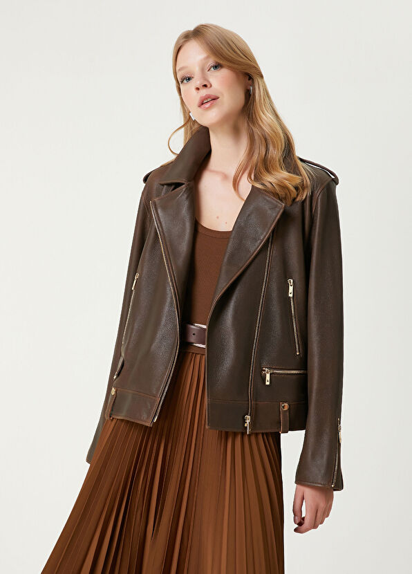 Beymen Club Kahverengi Trucker Deri Ceket - 2