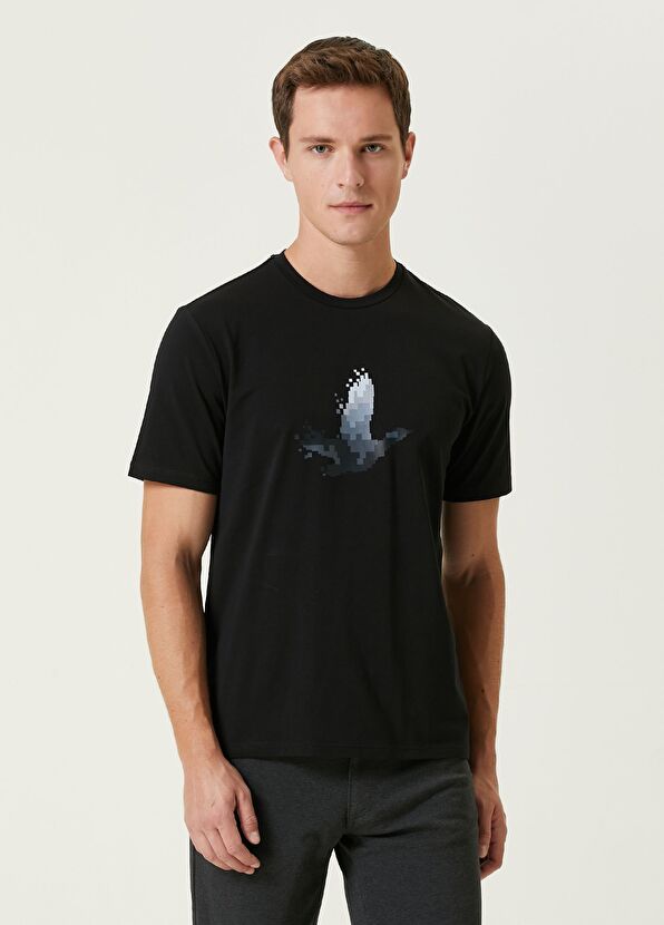 Beymen Club Siyah Piksel Kaz Baskılı T-shirt - 1