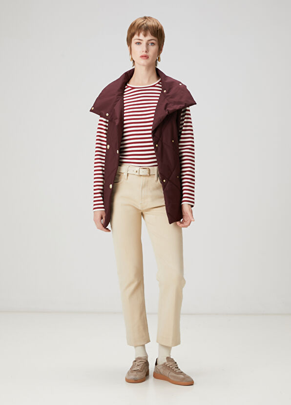 Beymen Club Mürdüm Kapitoneli Kruvaze Yelek - 2