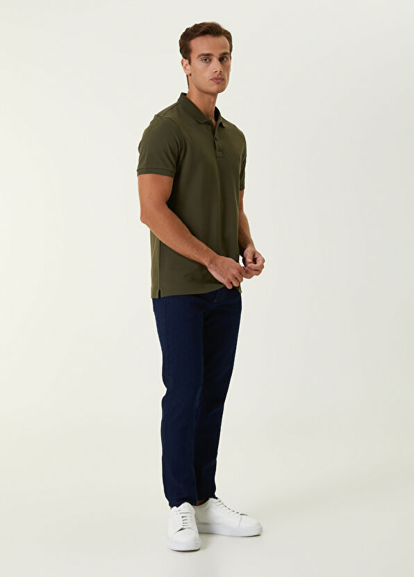 Beymen Club Khaki Polo Neck Honeycomb Textured Logo T-shirt - 2