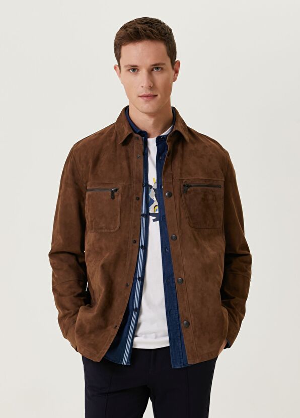 Beymen Club Brown Suede Shirt - 1