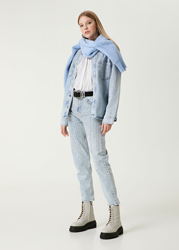 Beymen Club Blue Hotfix Denim Jacket - 3