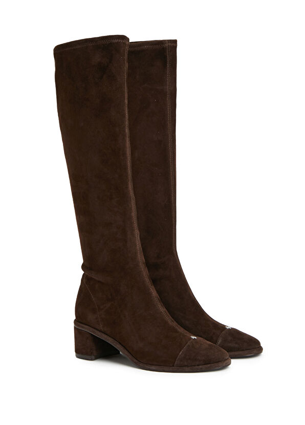 Koyu Kahverengi Kadın Süet Çizme - Görsel 3