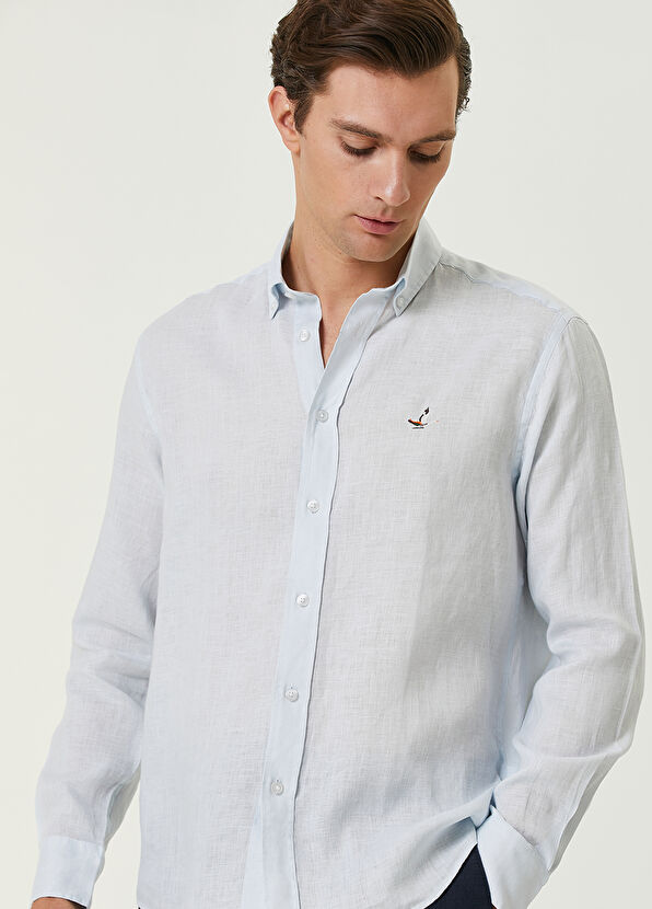 Beymen Club Comfort Fit Açık Mavi Keten Gömlek - 2
