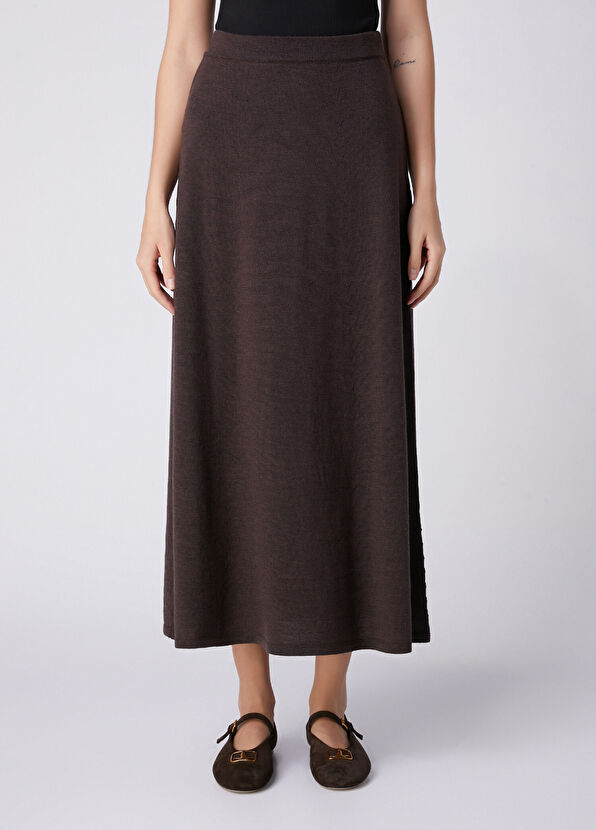 Beymen Club Brown Midi Wool Knit Skirt - 2