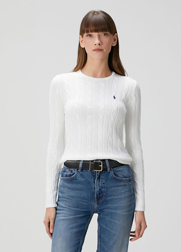 Beyaz Saç Örgülü Triko - Görsel 2