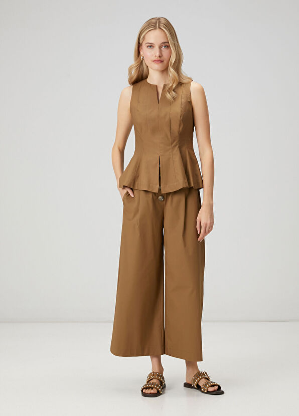 Beymen Club Haki Peplum Detaylı Kolsuz Bluz - 3