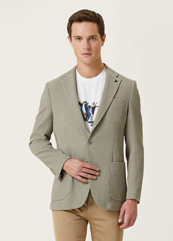 Beymen Club Yeşil Diyagonal İri Dokulu Örme Ceket - 1