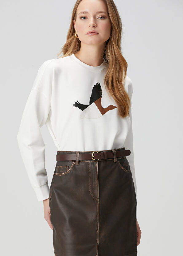 Ekru Logo Baskılı Sweatshirt Beymen Club Ekru Logo Baskılı Sweatshirt - 4