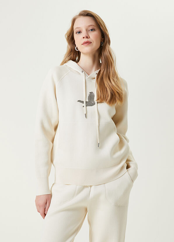 Beymen Club Ecru Hooded Logo Sweatshirt - 1