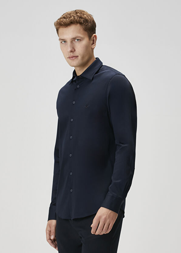 Beymen Club Slim Fit Lacivert Pensli Örme Gömlek - 4