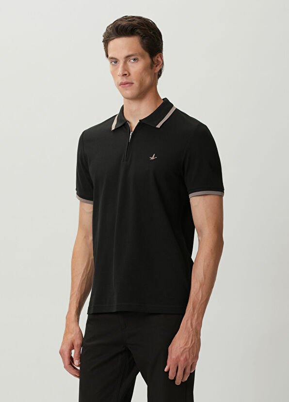 Beymen Club Mink Black Polo Zippered T-Shirt - 2