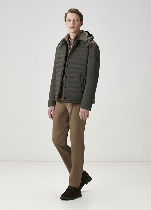 Beymen Club Haki Kapüşonlu Kapitoneli Mont - 2