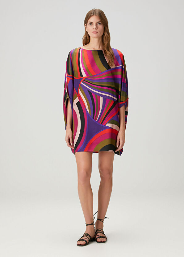 Pucci Purple Patterned Short Silk Caftan - 2
