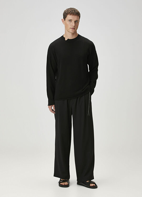 Isabel Benenato Siyah Yıpratma Detaylı Kazak - 2