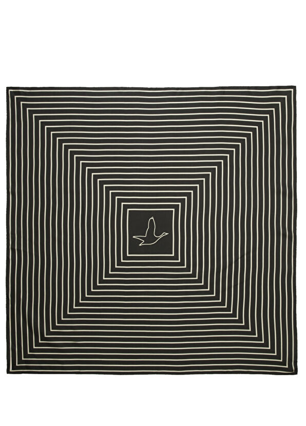 Beymen Club Black Striped Silk Scarf - 1