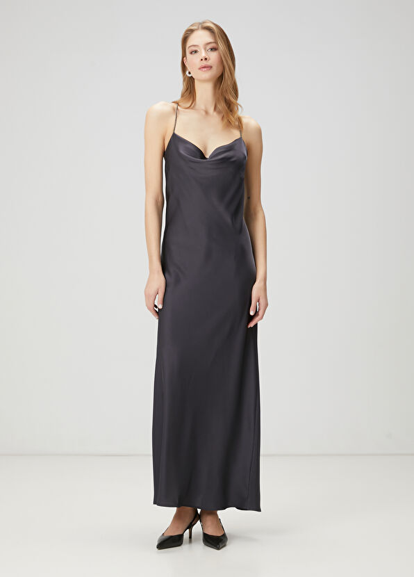 Beymen Club Koyu Mavi Taşlı Askılı Maksi Abiye Elbise - 2