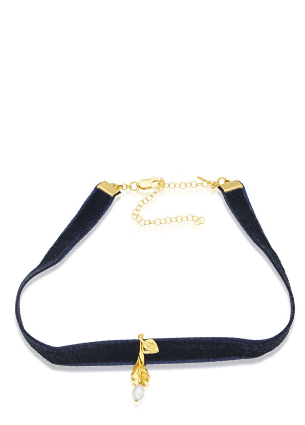 Peracas Isabella Baroque Pearl Studded 24 Karat Gold Plated Velvet Choker - 1