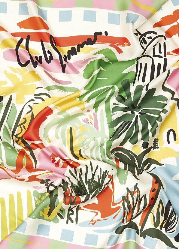 Beymen Club Çok Renkli Karışık Desenli İpek Eşarp - 3