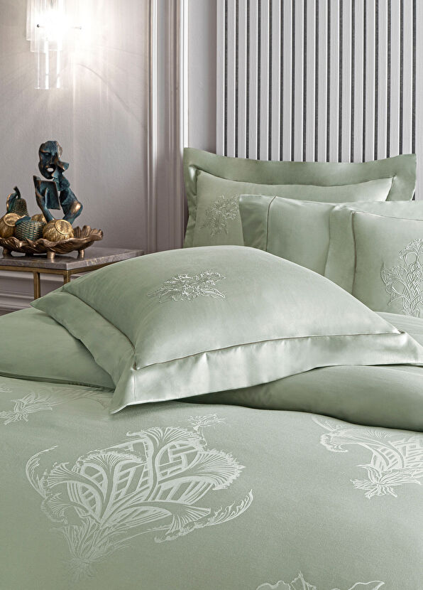 Valeron Rina Haki Pamuklu Jakar Super King Size Nevresim Takımı 260 x 240 cm - 4