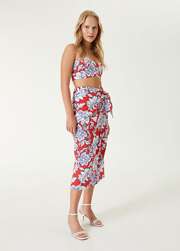 Beymen Club Kırmızı Beyaz Keten Bluz - 4