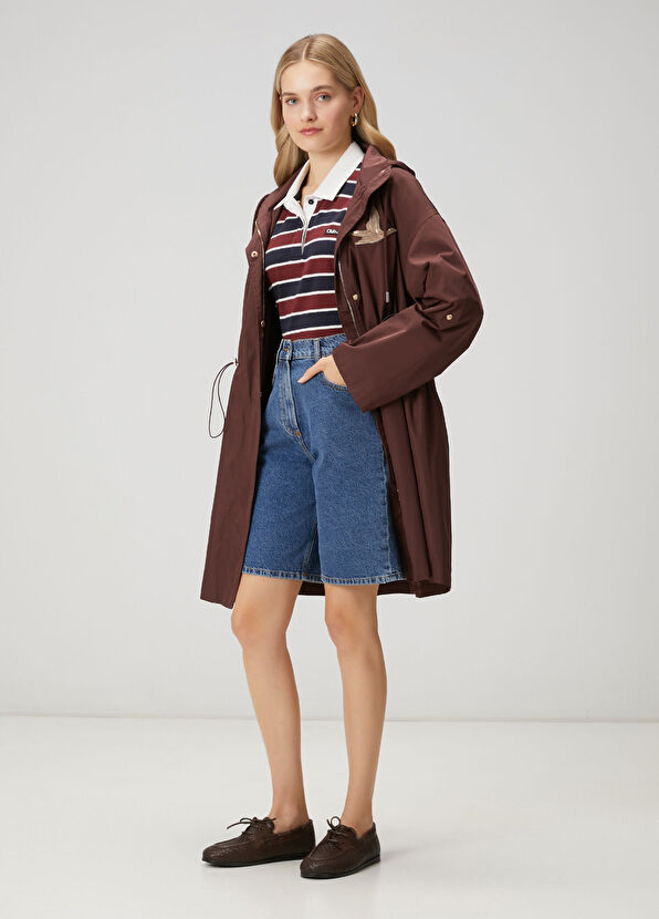 Beymen Club Midi Overcoat With Burgundy Crystal Logo - 1