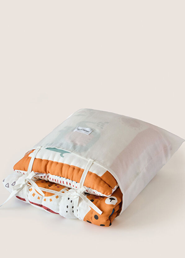 Uniqlooms Jungle El Yapımı Organik Pamuk Bebek Çocuk Yatak Örtüsü Takımı - 4