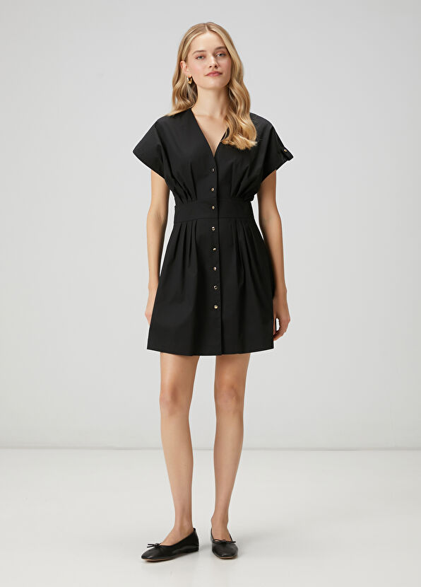 Beymen Club Siyah Pileli Mini Elbise - 1