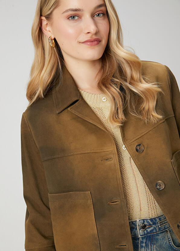 Beymen Club Dark Green Leather Jacket - 2