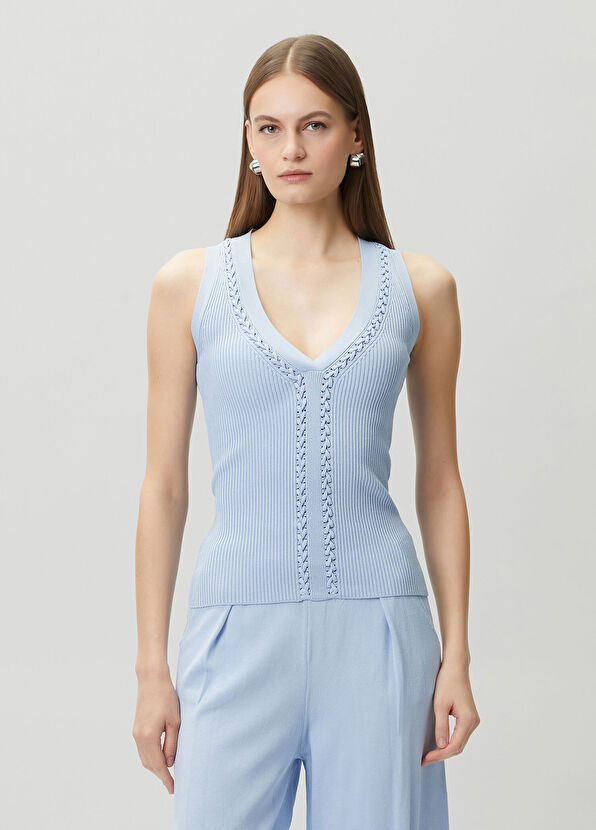 Join Us Blue Handcrafted Knitted Blouse - 1