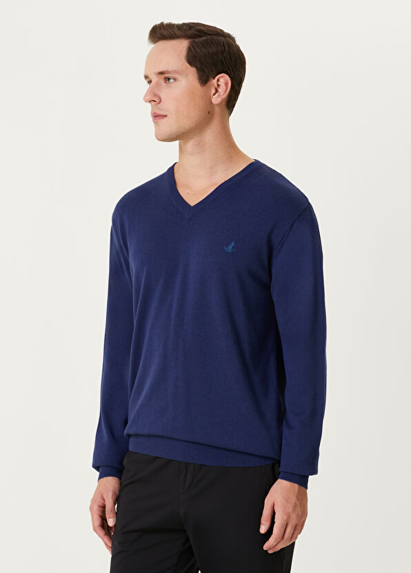 Beymen Club Dark Blue V-Neck Sweater - 2