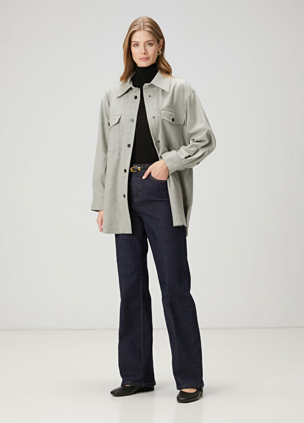 Beymen Club Grey Wool Over Shirt - 2