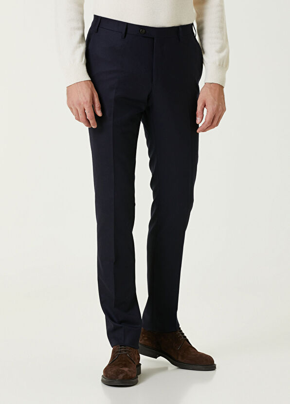 Corneliani Regular Fit Lacivert Yün Pantolon - 2
